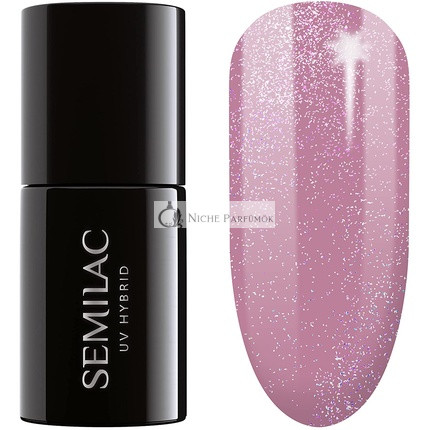 Semilac UV Nail Polish Shimmer Dust Pink 319 7ml - Color-Intensive and Long-Lasting Nail Polish for Fingernails