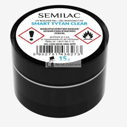 Semilac Smart Titan Clear Nail Builder for Hard Strong Nails and Nail Art 15g