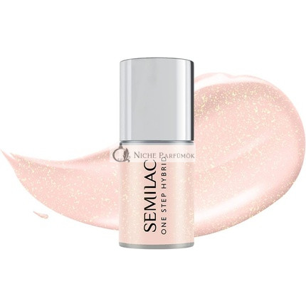 Semilac One Step Hybrid Nail Polish 3-in-1 Glitter Peach 5ml