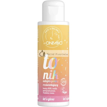 ONLYBIO Face in Balance Adaptogenic Face Tonic Hydrolat with AHA Acid Orange Rhodiola Rosea - Anti-Oxidant - 100% Vegan