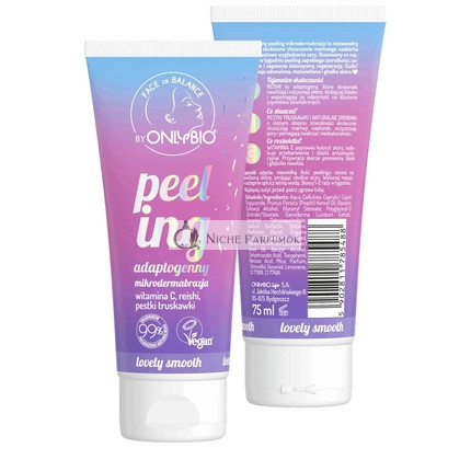 ONLYBIO Face in Balance Adaptogenic Peeling with Vitamin C Reishi Natural Strawberry Seeds - Glow Effect for All Skin Types - Plant Based 100% Vegan