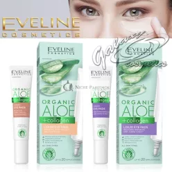   Eveline Organic Aloe + Collagen Liquid Under Eye Pads No Rinse Cooling Gel 20ml