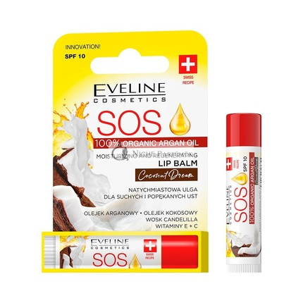 Eveline Cosmetics S.O.S. Moisturizing and Regenerating Lip Balm with Coconut