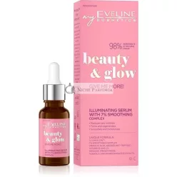   EVELINE Beauty & Glow Give Me More! Illuminating Serum Vegan Anti-Wrinkle Protection Reduces Discoloration 98% Natural Ingredients with 7% Smoothing Complex 18ml