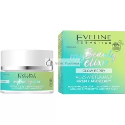   Eveline Cosmetics My Beauty Elixir Glow Berry Brightening Soothing Cream Anti Wrinkle Hydrates Nourishes Blueberry Organic Vegan Formula 98% Natural Under Makeup 50ml