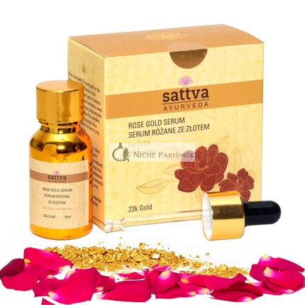 Sattva Rose Gold Face Oil Serum with Rose Oil and 23K Gold for Elasticity and Smoothing 15ml