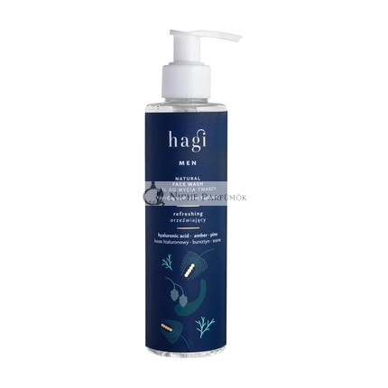 Hagi Ahoy Captain Men's Facial Cleansing Gel 200ml - Sebum Cleansing with Hyaluronic Acid, Betaine, Amber Extract, Antioxidants, Energizing Sea Breeze Scent
