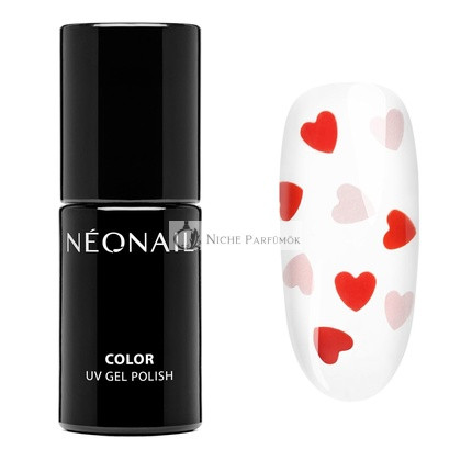NEONAIL UV Nail Polish Never-Ending Love 7.2ml Clear with Pink-Red Hearts