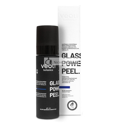 Veoli Botanica Glass Skin Power Peel - Moisturizing And Brightening Gel Face Peel With 10% Lactic Acid, 25% Tranexamic Acid, And Ectoin 30ml