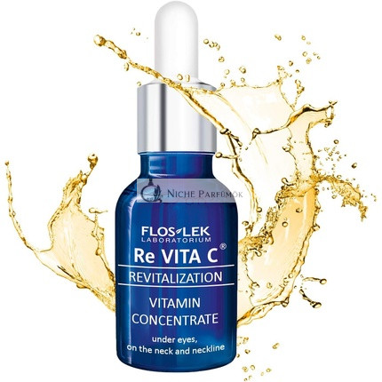 FLOSLEK Vitamin C Serum for Face, Eyes, Neck and Décolleté 15ml - Brightens, Moisturizes, Smooths - for Mature Skin 40+ - Dermatologically Tested - Made in the EU