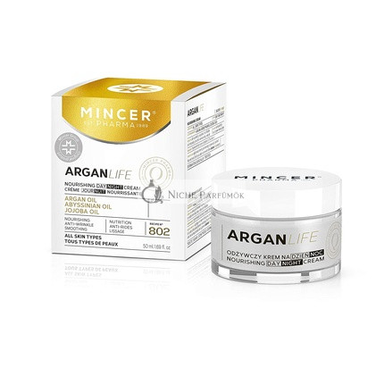 Mincer Pharma Argan Life 50+ Nourishing Anti-Wrinkle Smoothing Cream for Day and Night for All Skin Types with Argan Oil, Abyssinian Oil and Jojoba Oil 50ml