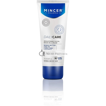 Mincer Pharma Daily Care Brightening Face Cream Mask for Normal and Dry Skin with Mango Butter and Chia Oil 75ml