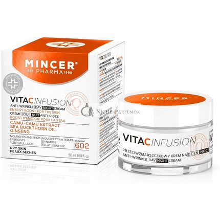 Mincer Pharma Vita C Infusion Anti Wrinkle Day Cream for Dry Skin with Camu-Camu Extract, Sea Buckthorn Oil and Ginseng 50ml