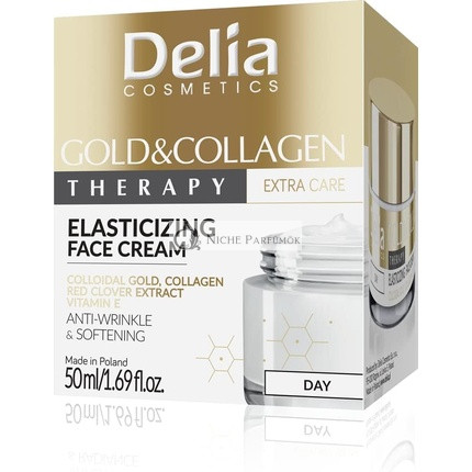 Delia Cosmetics Gold & Collagen Elasticizing Day Cream Anti-Wrinkle Softening with Colloidal Gold Red Clover Extract and Vitamin E 50ml
