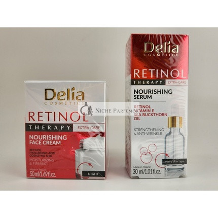 DELIA Retinol Hyaluronic Acid Nourishing Night Cream and Face Serum Set