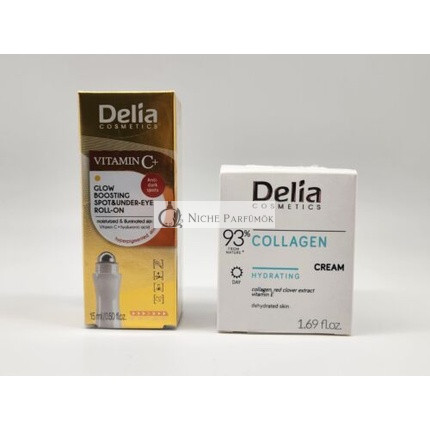Delia 93% Natural Collagen Face Day Cream and Vitamin C Eye Roll