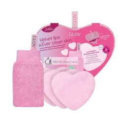   Glovset Velvet Lips Ever Clear Skin Scrubex Exfoliating Glove For Lips With Ultrasoft Reusable Heart Pads Cleansing Pads For Face X3