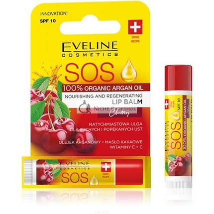 Eveline SOS Argan Oil Nourishing and Regenerating Lip Balm SPF 10 Cherry