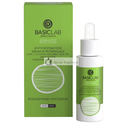 Basiclab Antioxidant Regenerating Serum with 15% Vitamin C 3-O-Ethyl Ascorbic Acid Prebiotic & Rice Water Filtrate Brightening and Soothing 30ml