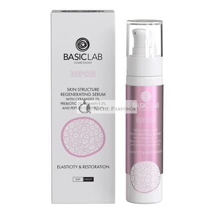 BasicLab Dermocosmetics Regenerating Face Serum with Ceramides 50ml Suitable for Day and Night Milky Face Serum for Normal Dry Sensitive Skin with Wrinkles