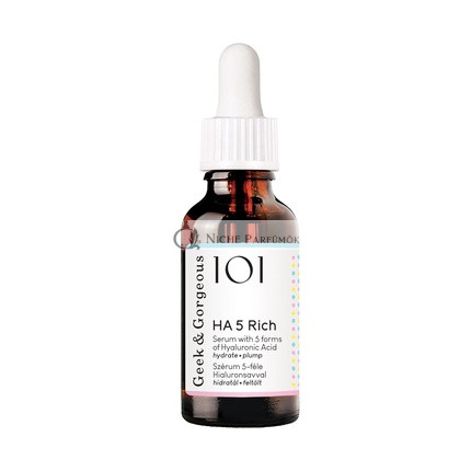 Geek & Gorgeous HA 5 Rich Hyaluron Serum for Face with 5 Types of Hyaluronic Acid Moisturizing and Firming for Normal and Dry Skin 30ml