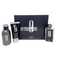  Afnan 9 PM Gift Set Eau de Parfum 100ml Shower Gel 200ml Deo 250ml for Men inspired by Jean Paul Gaultier
