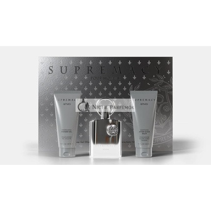 Afnan Supremacy Silver 3 Piece Gift Set Shower Gel 100ml EDP Spray 100ml After Shave Balm 100ml
