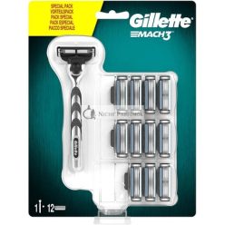  Gillette Mach3 Razor for Men with Lubricated Strips and 12 Refill Blades