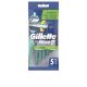 Gillette BlueII Plus Slalom Disposable Razor for Men with Two Razor Blades 30° Swivel Head Lubricating Strip - Pack of 5