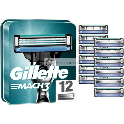 Gillette Mach3 Men's Razor Blades with Precision Trimmer 12 Refill Blades New