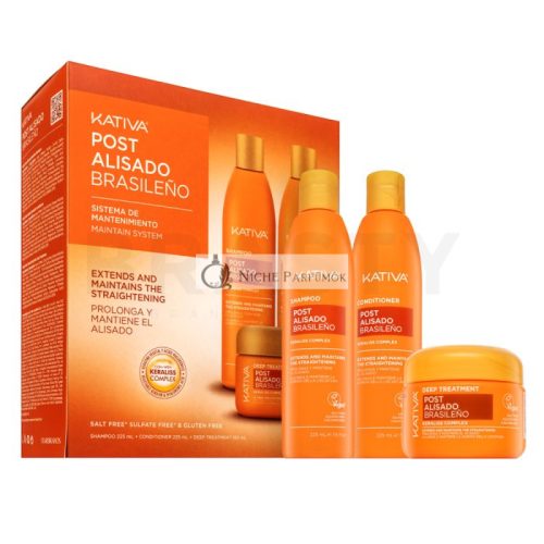 Kativa Post Brazilian Straightening Kit Hair Straightening Set with Keratin 2 x 225 ml + 150 ml