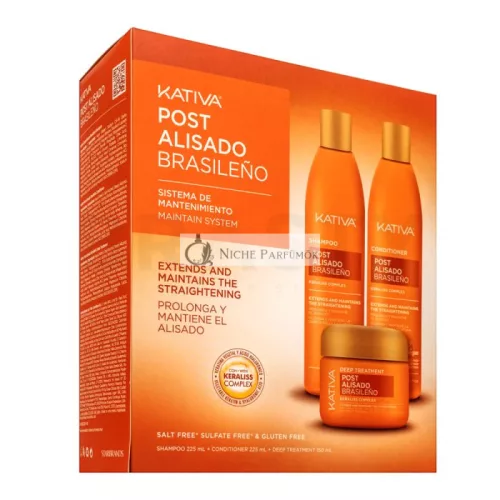 Kativa Post Brazilian Straightening Kit Hair Straightening Set with Keratin 2 x 225 ml + 150 ml
