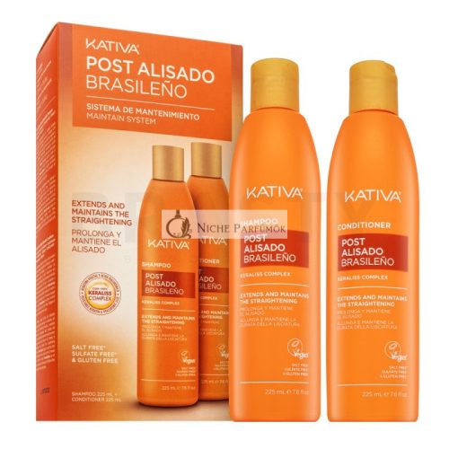 Kativa Post Brazilian Straightening Shampoo + Conditioner Hair Straightening Kit with Keratin 2 x 225 ml
