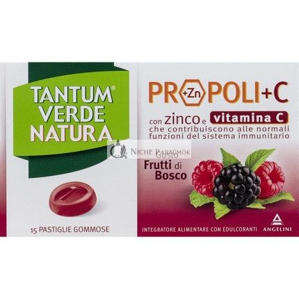Angelini Tantum Verde Natura Propoli+C Berry Flavored Supplement 15 Tablets