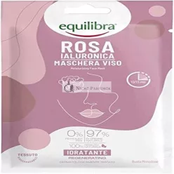   Equilibra Face Hyaluronic Rose Moisturising Face Mask 100% Natural Cloth Mask with Fermented Rose Water Hyaluronic Acid Avocado Oil and Shea Oil
