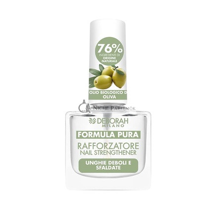 Deborah Milano Nail Polish Pure Formula Strengthener for Weak and Failed Nails with Natural Ingredients and Organic Olive Oil Repairs and Nourishes 8.5ml