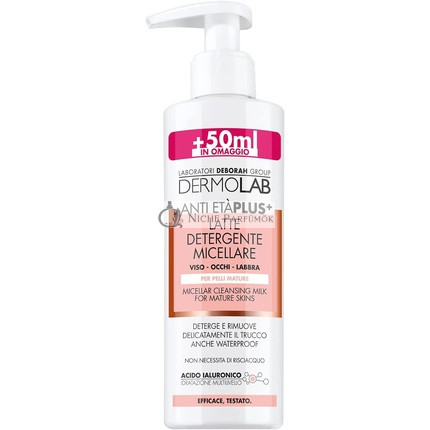 Dermolab Micellar Cleansing Milk Anti-Aging Plus for Face, Eyes and Lips with Hyaluronic Acid 250ml