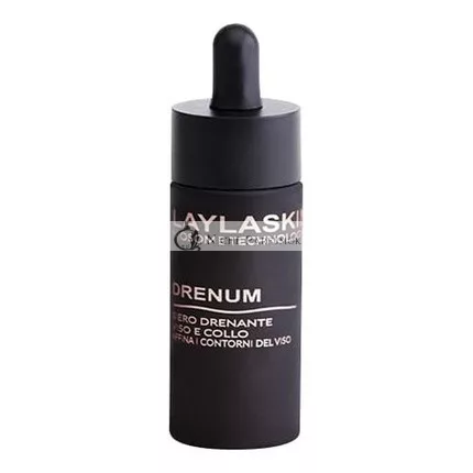 LAYLASKIN DRENUM Drainage Serum for Face and Neck 100% Pure Hyaluronic Acid Organic Vegan Anti-Wrinkle Anti-Aging Serum for Face Neck and Eye Contour 98% Natural 30ml