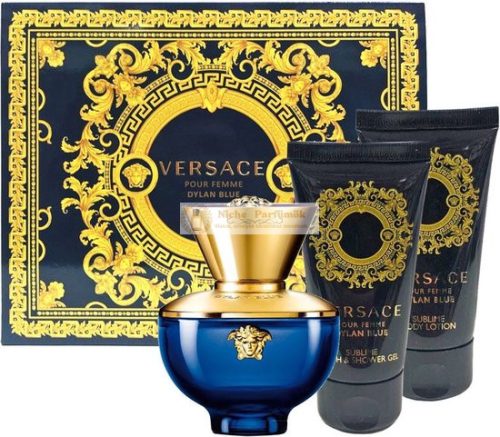 Versace Dylan Blue ajándék szett nőknek Eau de Parfum 50 ml + testápoló tej 50 ml + tusfürdő gél 50 ml