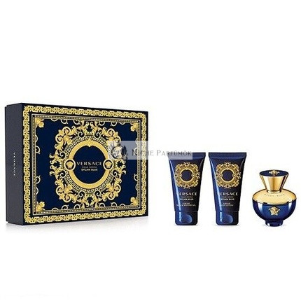 Versace Dylan Blue 50ml EDP Spray + 50ml Shower Gel + 50ml Body Lotion Gift Set 2023