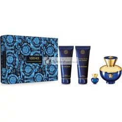   Versace Dylan Blue Eau de Parfum 100 ml, Mini 5 ml, Shower Gel 100 ml, Body Lotion 100 ml - for Women