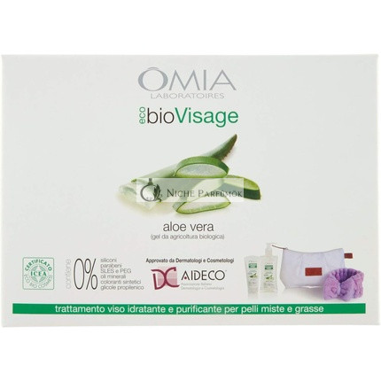 Box Ecobio Visage Beauty Routine Aloe Vera Face Cream 75ml Face Cleanser 200ml Hair Band Beauty Case
