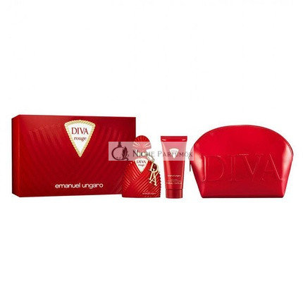 Ungaro Diva Rouge EPV Perfume 100ml with Body Lotion 100ml and Travel Pouch