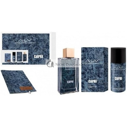 Alv By Alviero Martini Capri For Home Eau de Parfum 100ml Spray with Deodorant 150ml and Passport Holder