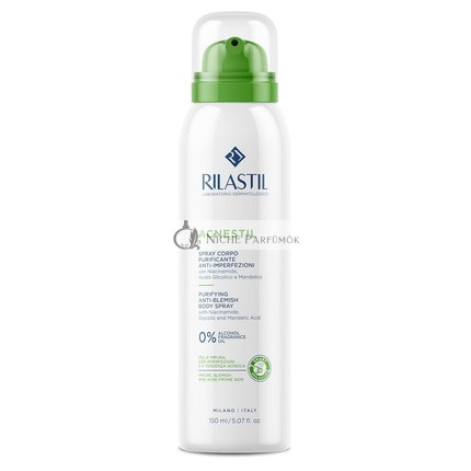 Rilastil Acnestil Body Spray Cleansing and Anti-Imperfections, Sebum Normalizing, Soothing with Niacinamide, Glycolic Acid and Almond Acid 150ml