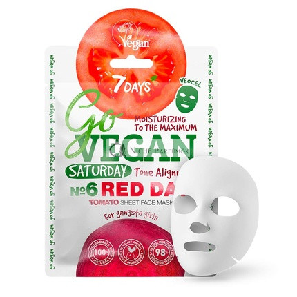 Vegan Face Sheet Mask Beauty Tomato Beetroot Laminaria Ginger Extract Organic Natural Ingredients For All Skin Types 25g