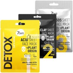   7DAYS Beauty Face Masks Set 3-Phase Detox Clarifying Anti-Aging Facial Care Hydrating Sheet Masks with Clay & Hyaluronic Acid Women's Face Mask Anti Acne & Blackheads