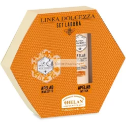   Helan Linea Dolcezza Lip Care Gift Set with Moisturizing Lip Balm Stick 4ml Shea Butter Beeswax Lip Butter 15ml Castor Oil Dry Skin Soothing Repair Treatment Made in Italy