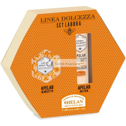 Helan Linea Dolcezza Lip Care Gift Set with Moisturizing Lip Balm Stick 4ml Shea Butter Beeswax Lip Butter 15ml Castor Oil Dry Skin Soothing Repair Treatment Made in Italy