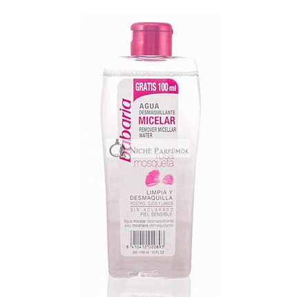 Babaria Cleanses and Smooths Water Micellar Make-up Remover Rosehip for Face, Eyes & Lips - Sensitive Skin - 100% Vegan